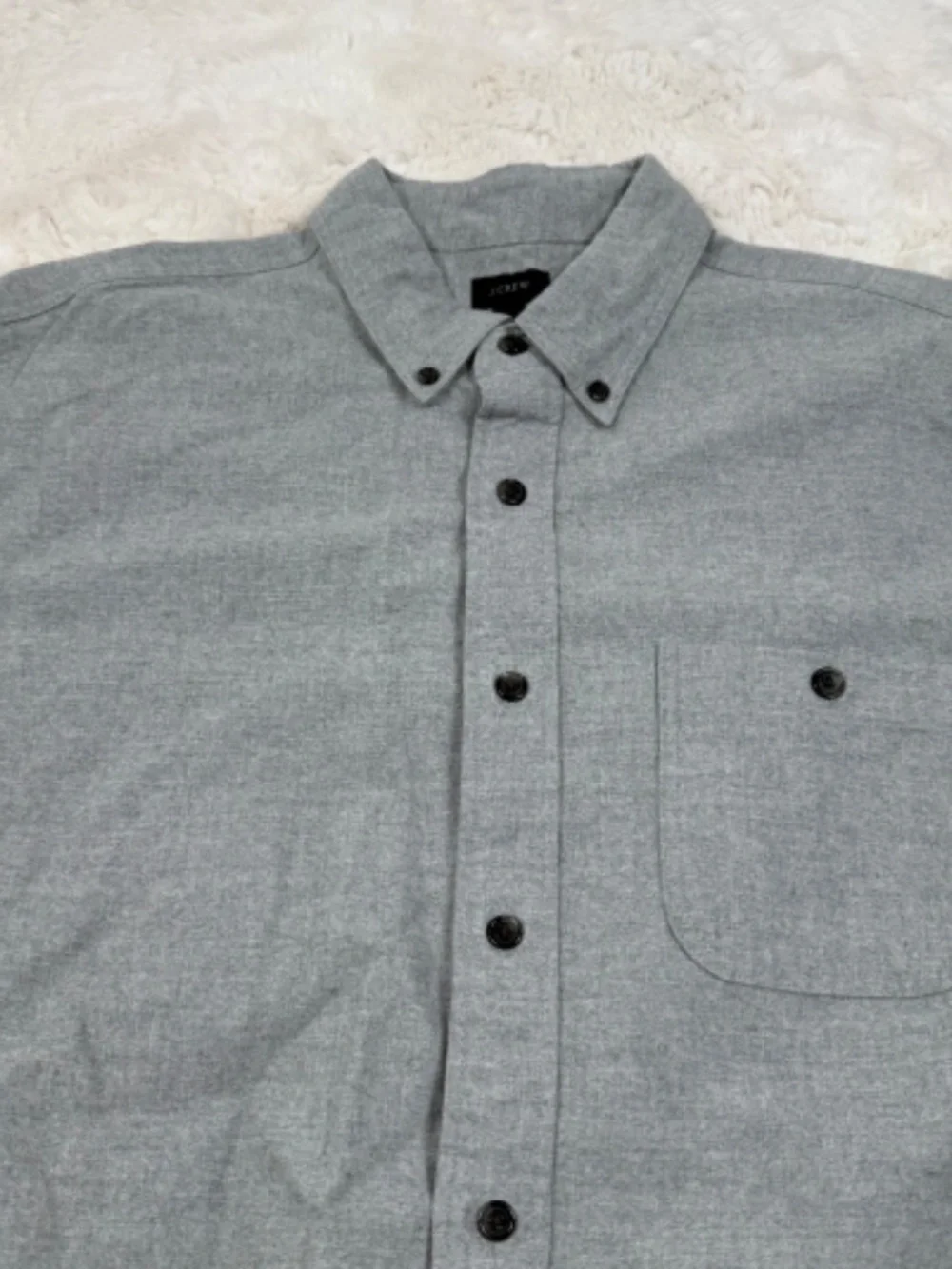 J. Crew Button Down Long Sleeve Flannel Shirt Leather Elbow Patches Men's Large
